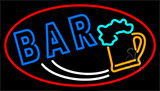 Double Stroke Bar With Beer Mug Blue Border LED Neon Sign