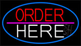 Order Here With Blue Border LED Neon Sign