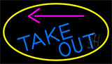Take Out And Arrow With Yellow Border LED Neon Sign