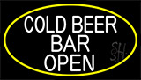 White Cold Beer Bar Open With Yellow Border LED Neon Sign