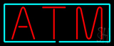 Red Atm With Light Blue Border LED Neon Sign