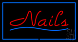 Red Nails Blue Border LED Neon Sign