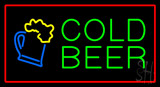 Cold Beer With Red Border LED Neon Sign