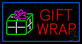 Red Gift Wrap Blue Border LED Neon Sign