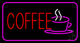 Red Coffee Logo With Pink Border LED Neon Sign