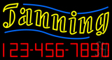 Double Stroke Yellow Tanning With Number LED Neon Sign