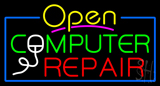 Yellow Open Computer Repair LED Neon Sign