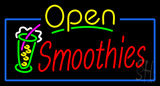 Yellow Open Smoothies With Glass LED Neon Sign