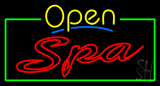 Yellow Open Red Spa Green Border LED Neon Sign