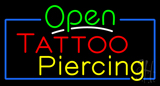 Open Tattoo Piercing Blue Border LED Neon Sign