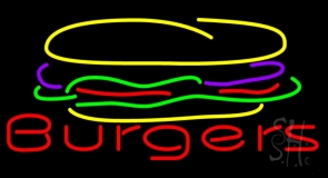 Burger Logo With Burgers LED Neon Sign