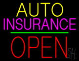 Auto Insurance Open Block Green Line LED Neon Sign