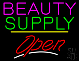 Beauty Supply Open Yellow Line LED Neon Sign