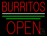 Burritos Block Open Green Line LED Neon Sign