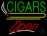 Green Cigars Open Yellow Line LED Neon Sign