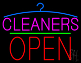 Pink Cleaners Block Open LED Neon Sign