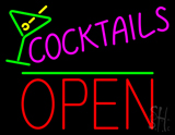 Cocktail Glass With Cocktail Open LED Neon Sign