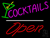 Cocktail Glass With Cocktail Open White Line LED Neon Sign