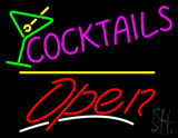 Cocktail Glass With Cocktail Open Yellow Line LED Neon Sign