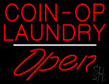 Coin Op Laundry Open White Line LED Neon Sign