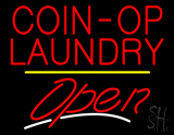 Coin Op Laundry Open Yellow Line LED Neon Sign