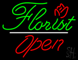 Florist Open White Line LED Neon Sign