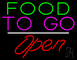 Food To Go Open White Line LED Neon Sign