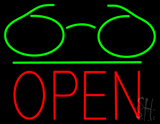 Glasses Logo Block Open Green Line LED Neon Sign