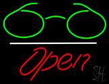Green Glasses Logo Open White Line LED Neon Sign