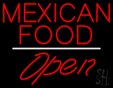 Mexican Food Open White Line LED Neon Sign