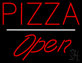 Pizza Open White Line LED Neon Sign