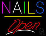 Multi Colored Nails Open Yellow Line LED Neon Sign