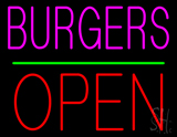 Burgers Block Open Green Line LED Neon Sign