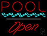 Pool Open White Line LED Neon Sign