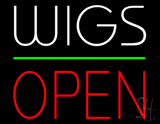 Wigs Block Open Green Line LED Neon Sign
