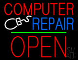 Computer Repair Block Open Green Line LED Neon Sign