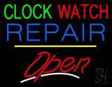 Clock Watch Repair Open Yellow Line LED Neon Sign