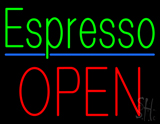 Green Espresso Block Red Open LED Neon Sign