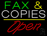 Fax And Copies Yellow Line Open LED Neon Sign