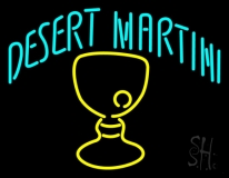 Desert Martini With Yellow Glass LED Neon Sign