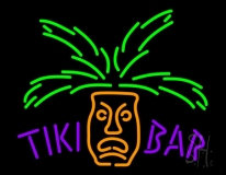 Tiki Bar With Palm Tree LED Neon Sign