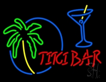 Tiki Bar With Wine Glass LED Neon Sign