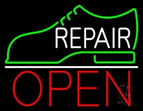 White Repair Shoe Logo Open LED Neon Sign