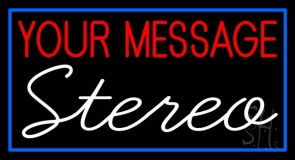 Custom Cursive White Stereo Blue Border LED Neon Sign
