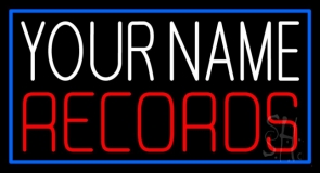 Custom Records Block Blue Border 3 LED Neon Sign