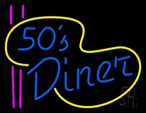 Turquoise 50s Diner Pink Lines LED Neon Sign