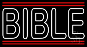 White Bible Red Line LED Neon Sign