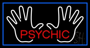 Red Psychic White Palms And Blue Border LED Neon Sign