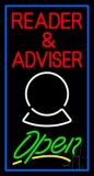 Red Reader And Advisor Green Open With Blue Border LED Neon Sign
