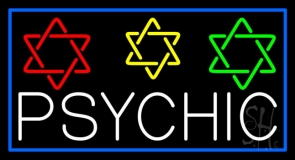 White Psychic With Stars LED Neon Sign